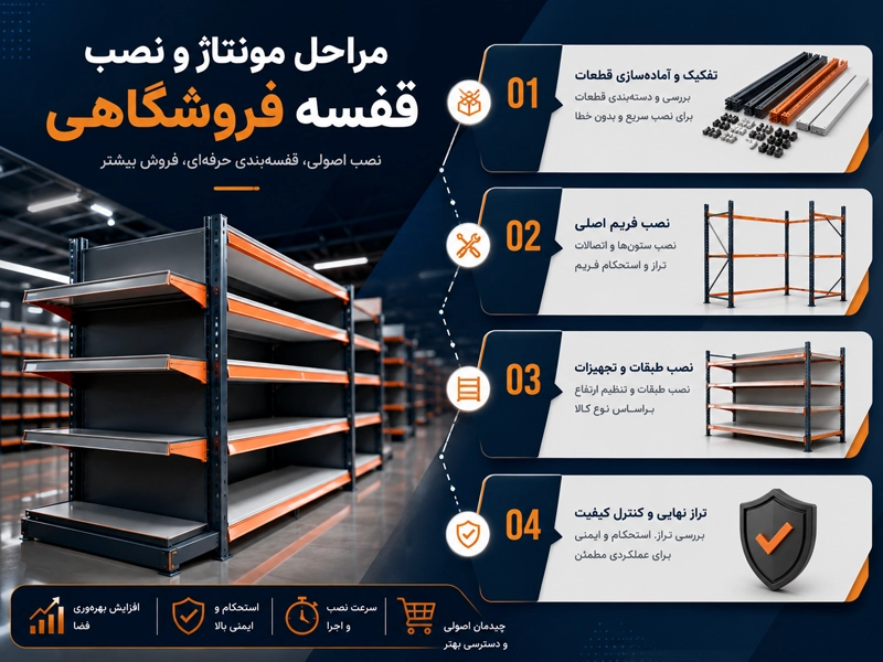 مراحل نصب و اجرای قفسه فروشگاهی